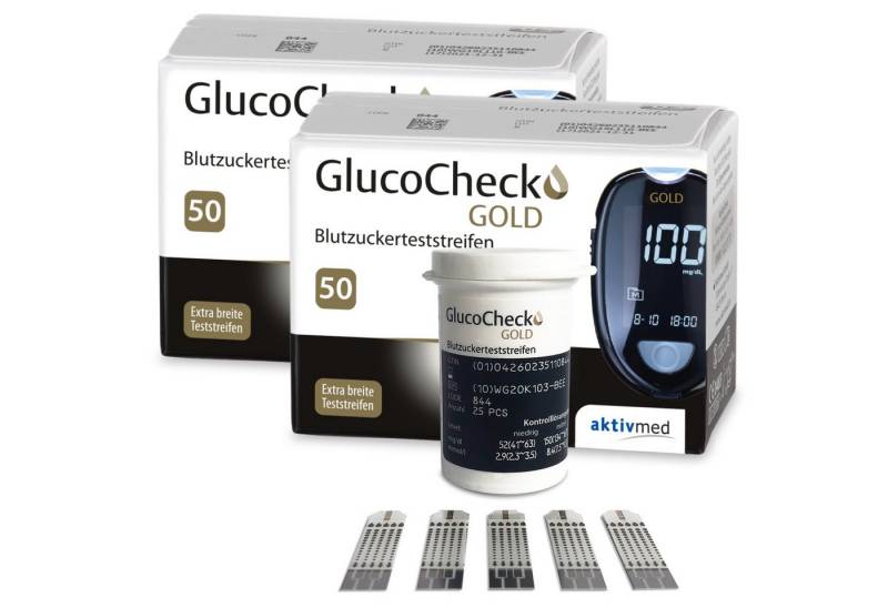 GlucoCheck Blutzucker-Teststreifen GlucoCheck GOLD, 100-tlg., Goldbeschichteten Elektrode von GlucoCheck