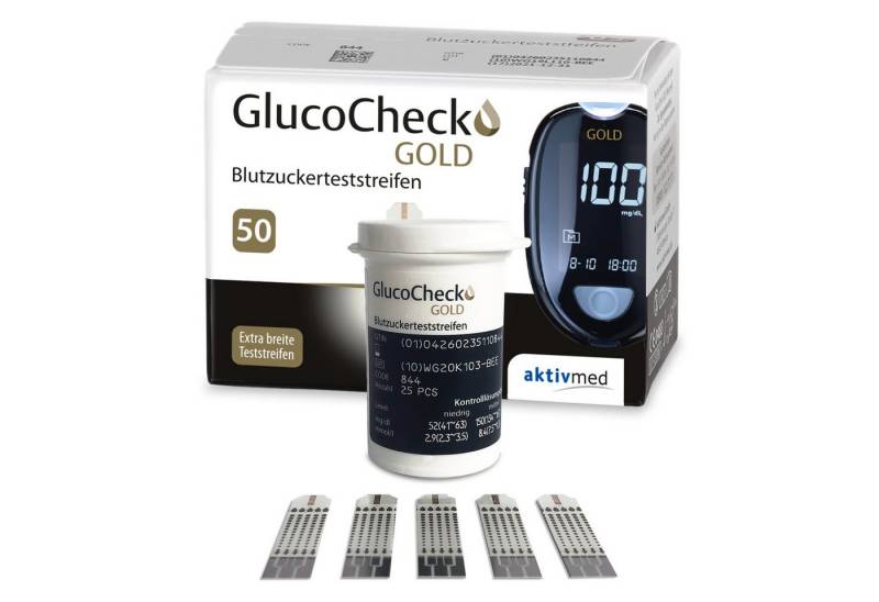 GlucoCheck Blutzucker-Teststreifen GlucoCheck GOLD, 50-tlg., Goldbeschichteten Elektrode von GlucoCheck