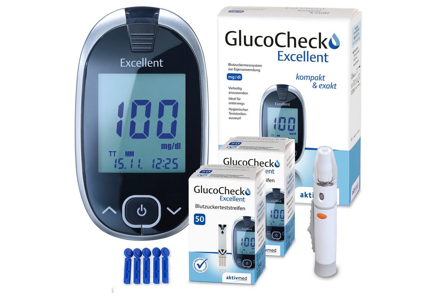 GlucoCheck Blutzuckermessgerät GlucoCheck Excellent, Teststreifen-Auswurffunktion GlucoCheck Blutzuckermessgerät GlucoCheck Excellent, Teststreifen-Auswurffunktion von GlucoCheck