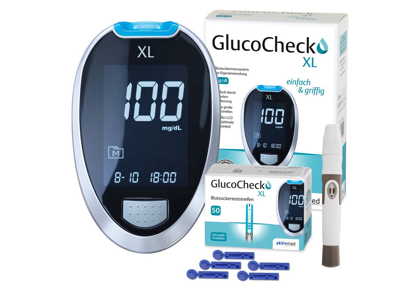 GlucoCheck Blutzuckermessgerät aktivmed GlucoCheck XL, Starter-Set mit 60 Streifen, Keton-Warnung GlucoCheck Blutzuckermessgerät aktivmed GlucoCheck XL, Starter-Set mit 60 Streifen, Keton-Warnung von GlucoCheck