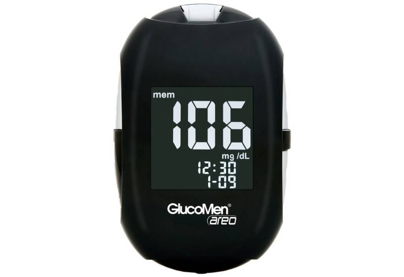GlucoMen Blutzuckermessgerät areo Blutzucker mmol/l oder mg/dl, Spar-Set, Diabetestherapie Überwachung, Temperaturkompensation, Autocodierung, 700 Speicherplätze, Beleuchtetes Display, große Ziffern GlucoMen Blutzuckermessgerät areo Blutzucker mmol/l oder mg/dl, Spar-Set, Diabetestherapie Überwachung, Temperaturkompensation, Autocodierung, 700 Speicherplätze, Beleuchtetes Display, große Ziffern von GlucoMen