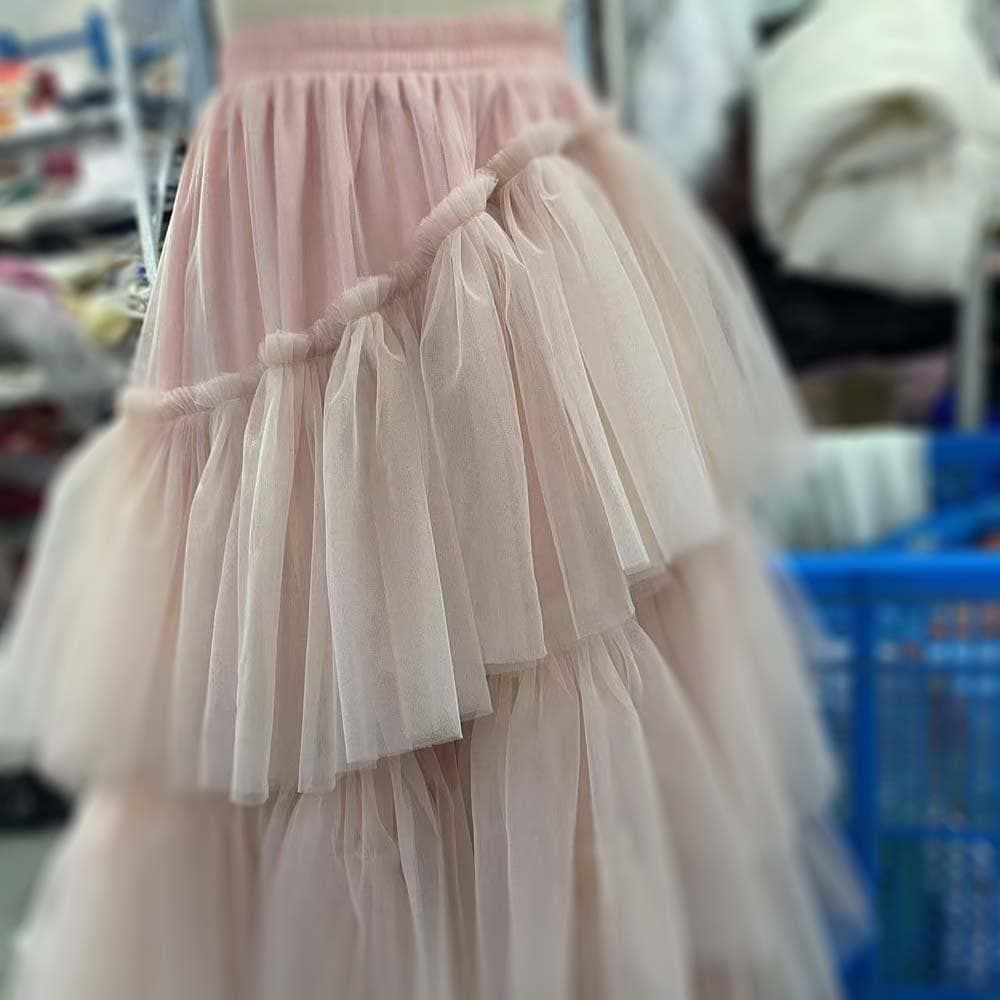 Pink Mesh Skirt, Plus Size Customized Dress For Girls, Stylish Daily Outfit, Homemade Dresses, Big Quantity Available，tree Shape von Glueckhaus