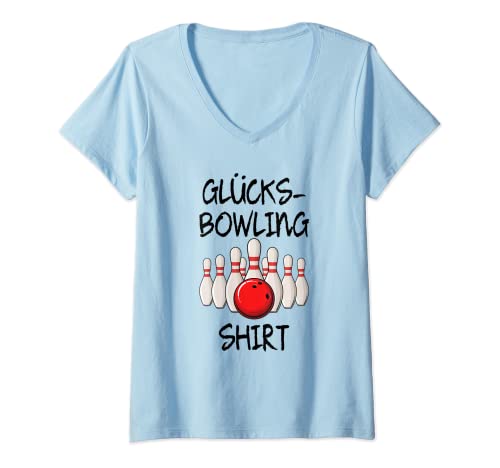 Damen Glücks-Bowling Shirt Bowlingkugel Kegel Kegeln T-Shirt mit V-Ausschnitt Damen Glücks-Bowling Shirt Bowlingkugel Kegel Kegeln T-Shirt mit V-Ausschnitt von Glücks-Bowling Shirt Sprüche