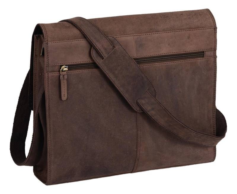 GlücksNugget Aktentasche LederüberschlagtascheLederumhängetasche Ordnergröße mittelbraun von GlücksNugget