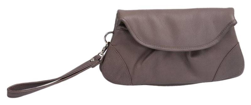 GlücksNugget Clutch graue Leder-Clutch-Tasche mit Handgelenkschlaufe von GlücksNugget