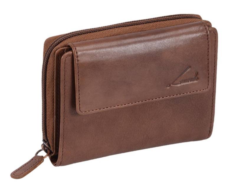 GlücksNugget Geldbörse Damenbörse hellbraun Echtleder – Reißverschluss-Geldbörse von GlücksNugget