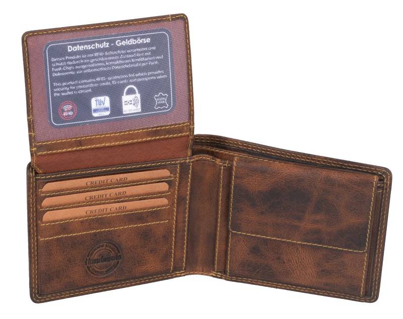 GlücksNugget Geldbörse Echtleder Scheintasche, braun von GlücksNugget