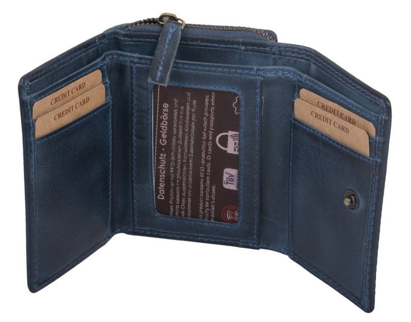 GlücksNugget Geldbörse Echtleder Damenbörse blau von GlücksNugget