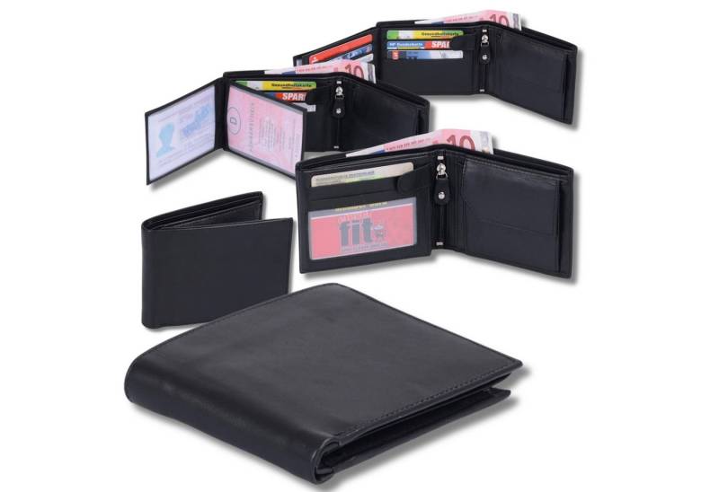 GlücksNugget Geldbörse Herren Leder querformat m. RV und Riegel schwarz von GlücksNugget