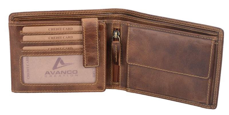 GlücksNugget Geldbörse Herrenbörse Herren Geldbörse Leder querformatAVANCO, braun von GlücksNugget