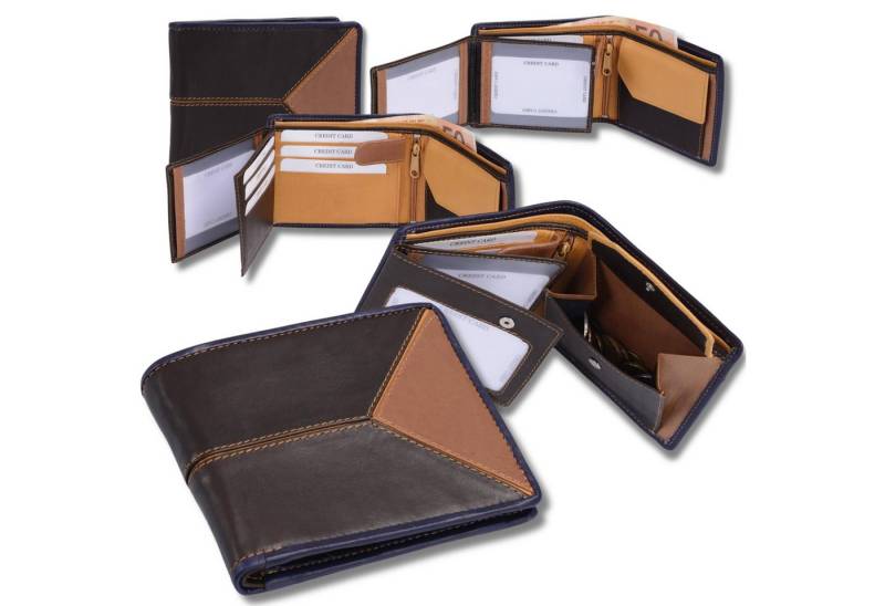 GlücksNugget Geldbörse Herrenbörse Herren Leder querformat LOUANA, braun mix von GlücksNugget