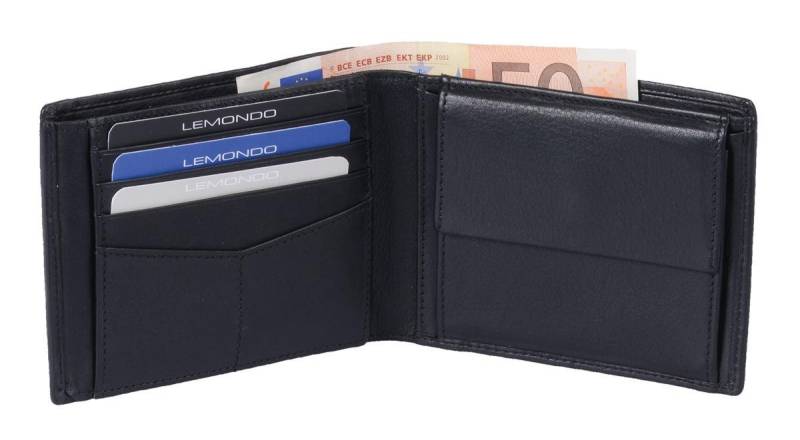 GlücksNugget Geldbörse Herrenbörse Herren Leder querformat schwarz 12x10x2 cm von GlücksNugget