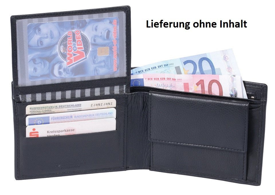 GlücksNugget Geldbörse Herrenbörse mit Reißverschluss-Scheinfach, Lederbörse schwarz von GlücksNugget