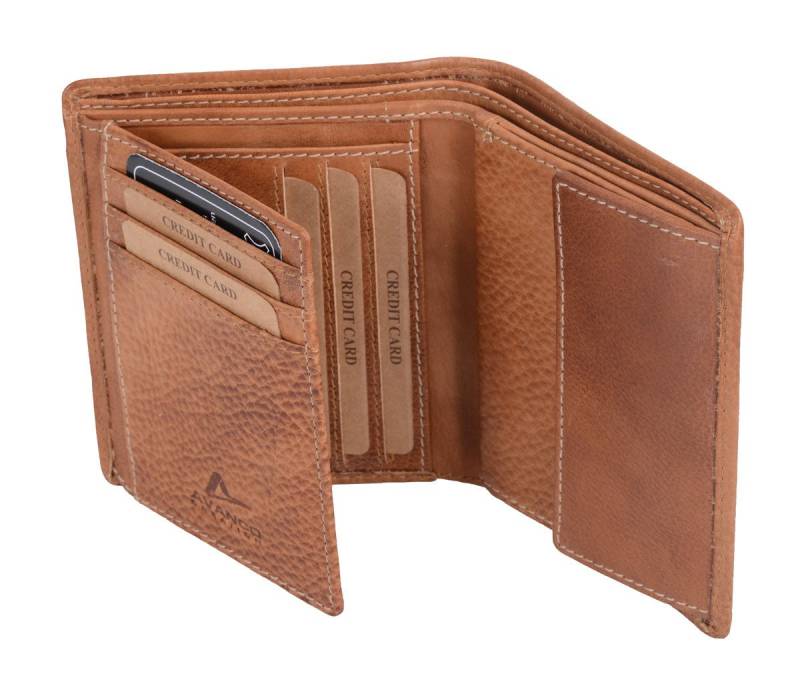 GlücksNugget Geldbörse HerrenbörseGeldbörse Leder Brieftasche Kombibörse, cognac, hell von GlücksNugget