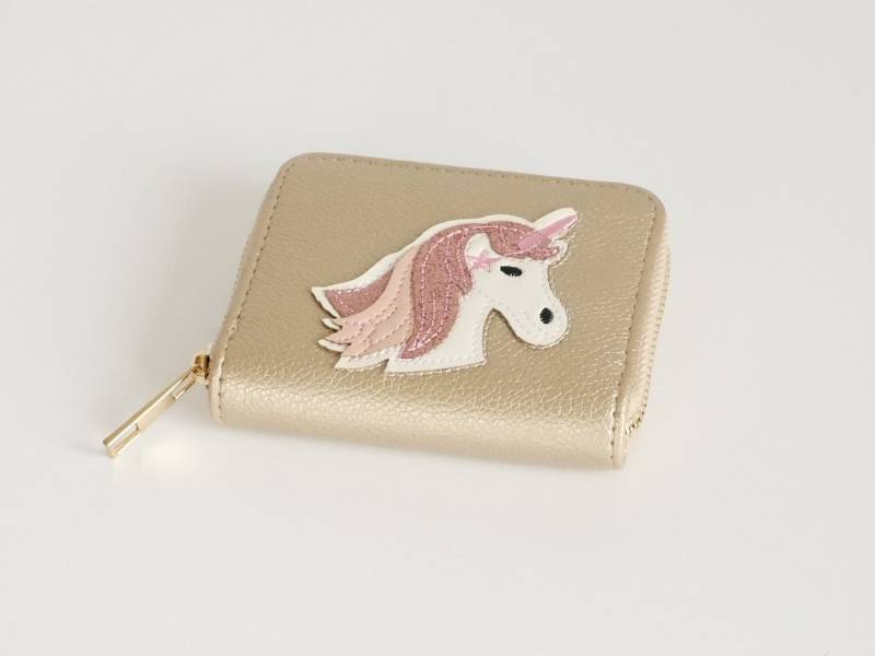 GlücksNugget Geldbörse Kinderbörse Einhorn gold von GlücksNugget