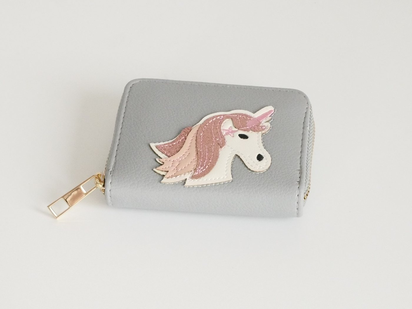 GlücksNugget Geldbörse Kinder Geldbörse Mädchen grau – süße Einhorn-Börse für Kinder von GlücksNugget