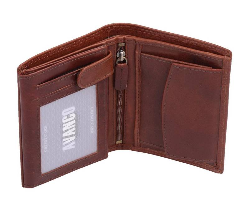 GlücksNugget Geldbörse Kombibörse mit 10 Kartenfächern, braun, echt Leder von GlücksNugget