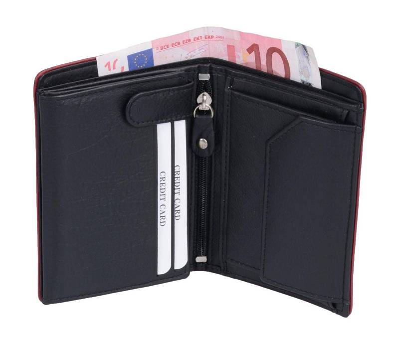 GlücksNugget Geldbörse Leder Kombibörse schwarz mit rotem Rand Brieftasche von GlücksNugget