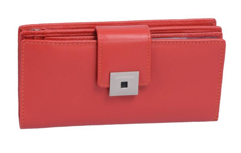 GlücksNugget Geldbörse Lemondo Leder-Damenlangbörse mit Reißverschluss kräftiges rot von GlücksNugget
