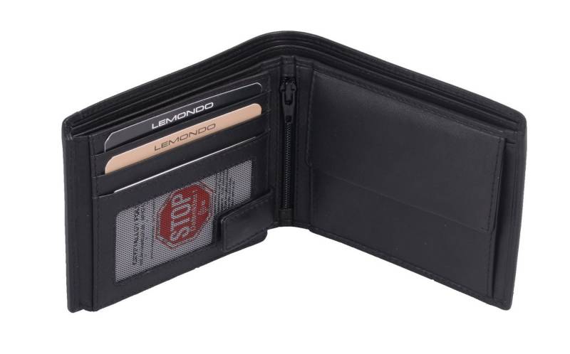 GlücksNugget Geldbörse RFID-Ausleseschutz Herrenbörse querfortmat schwarz, echt Leder von GlücksNugget