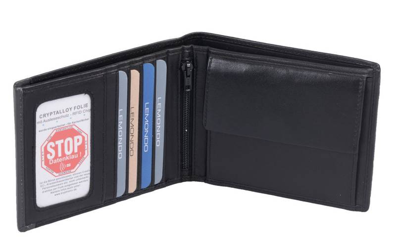 GlücksNugget Geldbörse RFID Schutz Leder Scheintasche schwarz 12,5x10x2,5 cm von GlücksNugget