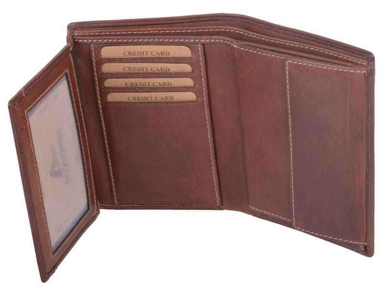 GlücksNugget Geldbörse Echtleder Kombibörse, braun von GlücksNugget