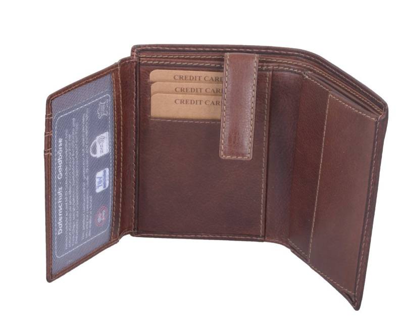 GlücksNugget Geldbörse Echtleder Kombibörse, cognac, dunkel von GlücksNugget