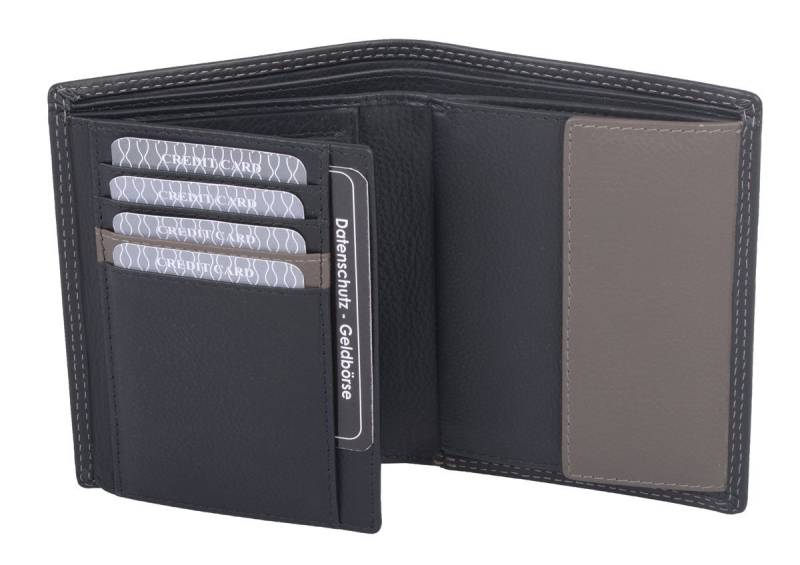 GlücksNugget Geldbörse Echtleder Kombibörse schwarz/grau von GlücksNugget