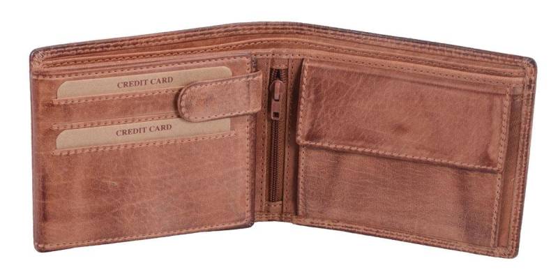 GlücksNugget Geldbörse Echtleder Scheintasche, braun 12x10x2cm von GlücksNugget