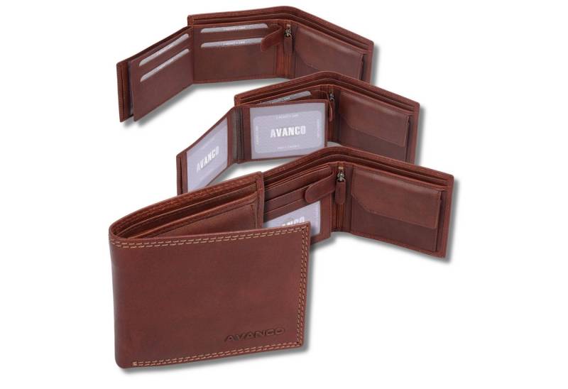 GlücksNugget Geldbörse Echtleder Scheintasche, braun 12x10x2cm von GlücksNugget