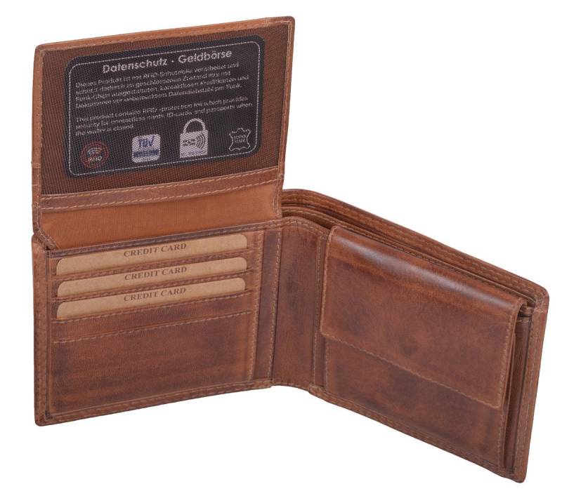 GlücksNugget Geldbörse Echtleder Scheintasche, braun von GlücksNugget