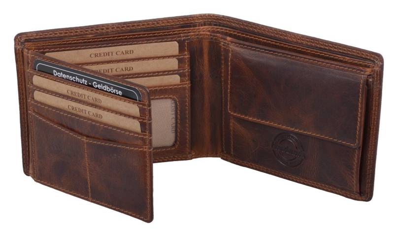 GlücksNugget Geldbörse Echtleder Scheintasche, braun von GlücksNugget