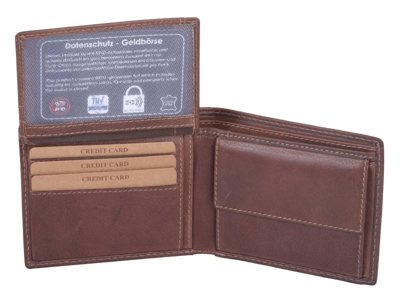 GlücksNugget Geldbörse Echtleder Scheintasche, cognac, dunkel von GlücksNugget