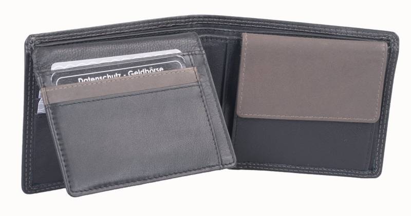 GlücksNugget Geldbörse Echtleder Scheintasche, schwarz grau von GlücksNugget