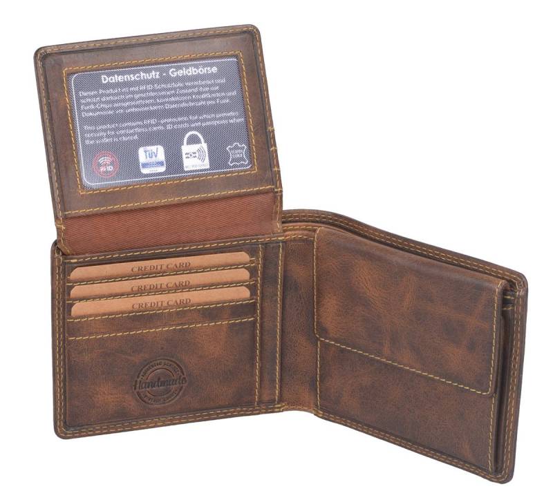 GlücksNugget Geldbörse Echtleder Scheintasche braun 12x10x2 cm von GlücksNugget