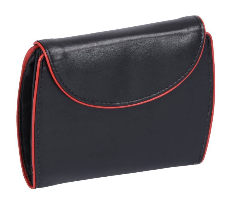 GlücksNugget Geldbörse Wortmann' schw. Damen-Brieftasche, runde Klappe, roter Rand, LEDER von GlücksNugget