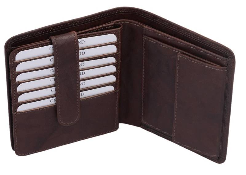 GlücksNugget Geldbörse braune Herrenbörse hochformat mit vielen Kartenfächern, Leder von GlücksNugget