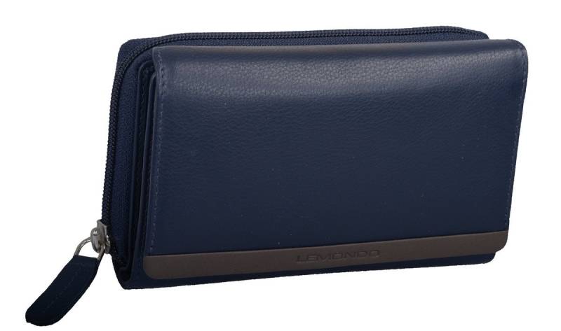 GlücksNugget Geldbörse extra große dunkelblaue Damenbörse, Reißverschlussbörse, Fotofach von GlücksNugget