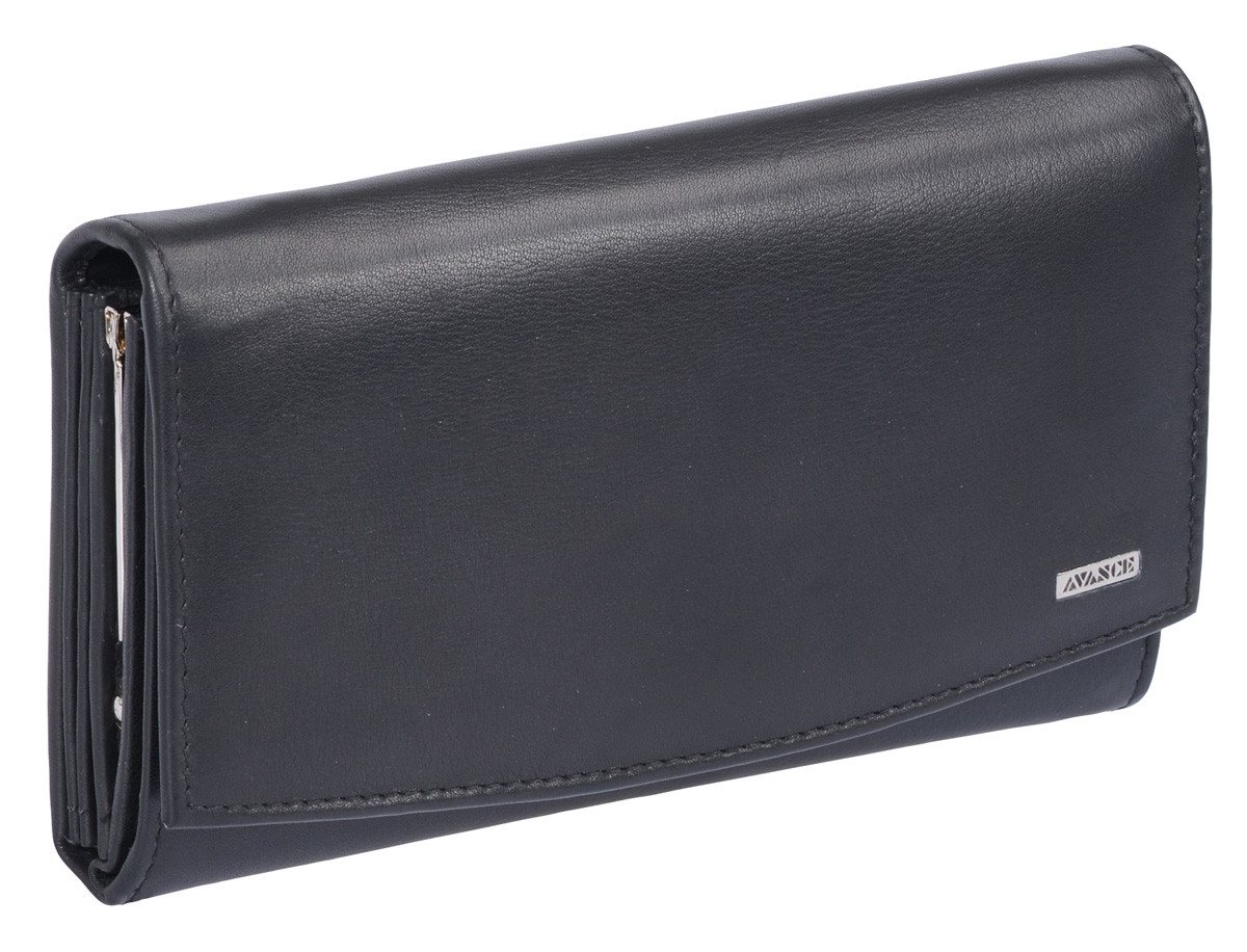 GlücksNugget Geldbörse große schwarze Bügelbörse Knipsbörse Lederbörse für Damen viele Fächer von GlücksNugget