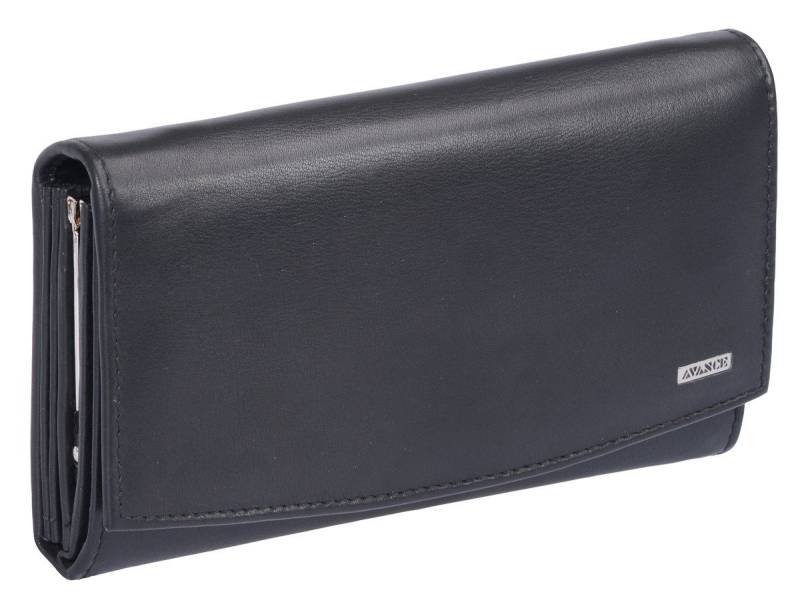 GlücksNugget Geldbörse große schwarze Bügelbörse Knipsbörse Lederbörse für Damen viele Fächer von GlücksNugget