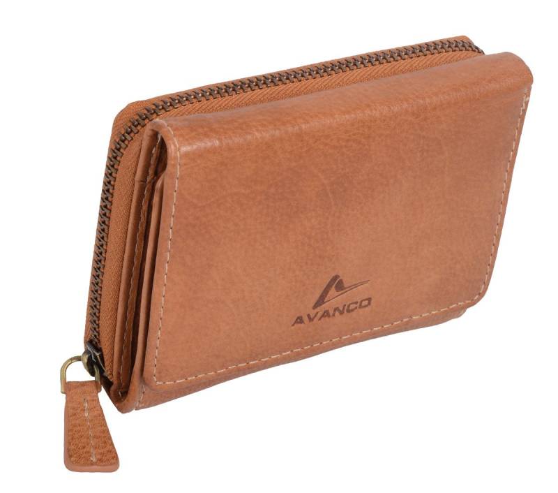 GlücksNugget Geldbörse schicke Geldbörse Damen Leder Portemonnaie, cognac, hell von GlücksNugget