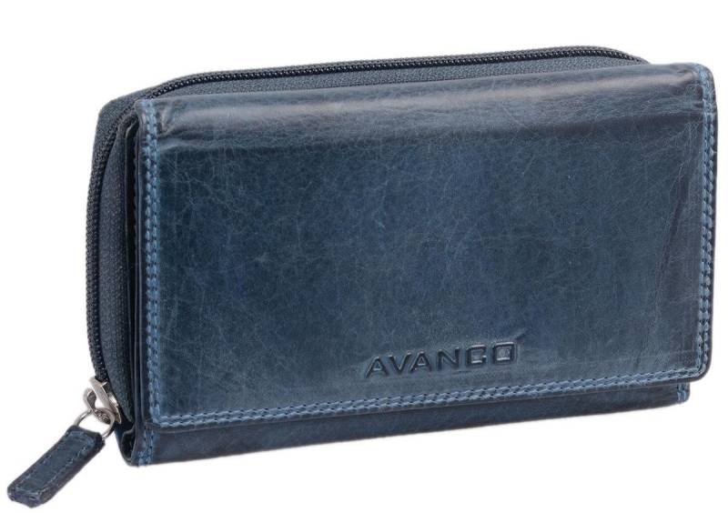 GlücksNugget Geldbörse schicke Langbörse Geldbörse Damen Leder, blau von GlücksNugget