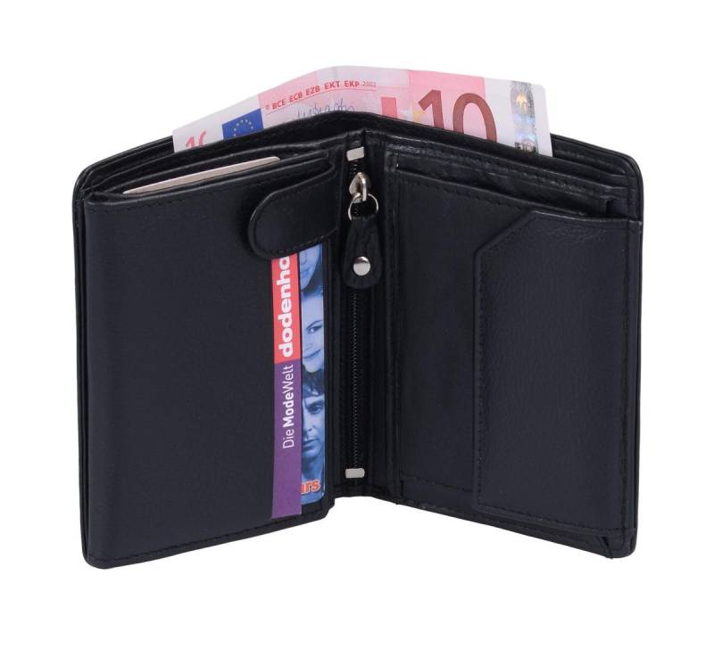 GlücksNugget Geldbörse schwarz Leder Herrenbörse viele Kartenfächer Fotofach von GlücksNugget