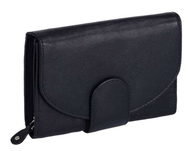 GlücksNugget Geldbörse schwarze Lederbörse mit Klappe und Reißverschluss-Kleingeldfach von GlücksNugget