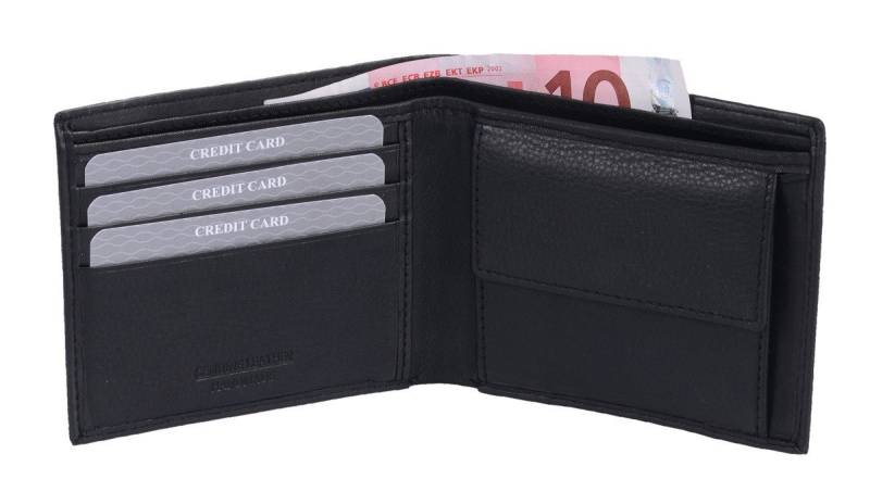 GlücksNugget Geldbörse schwarze flache Herrenbörse Leder, querformat ohne Klappe von GlücksNugget