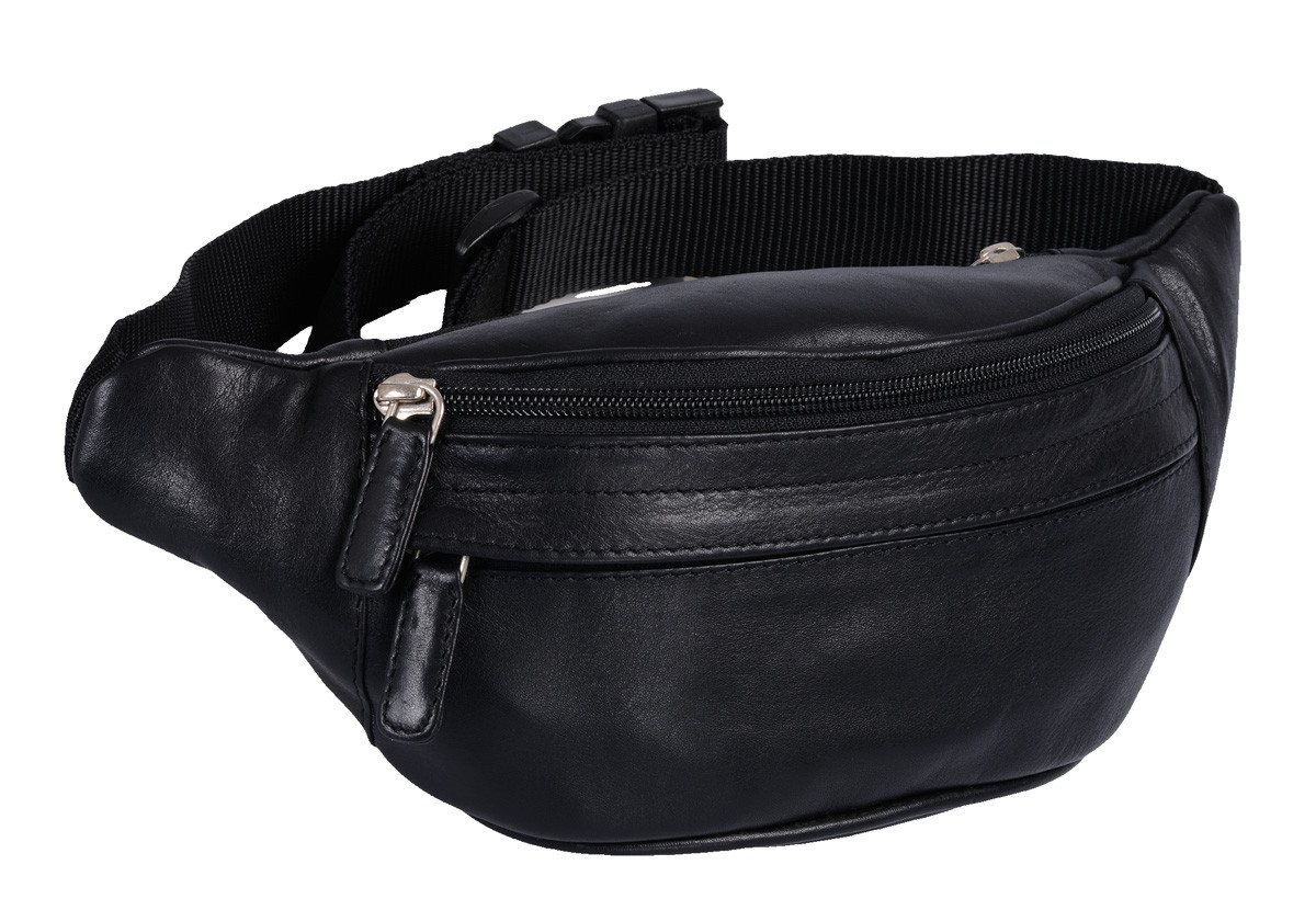 GlücksNugget Gürteltasche Leder Gürteltasche schwarz mit vielen Fächern von GlücksNugget