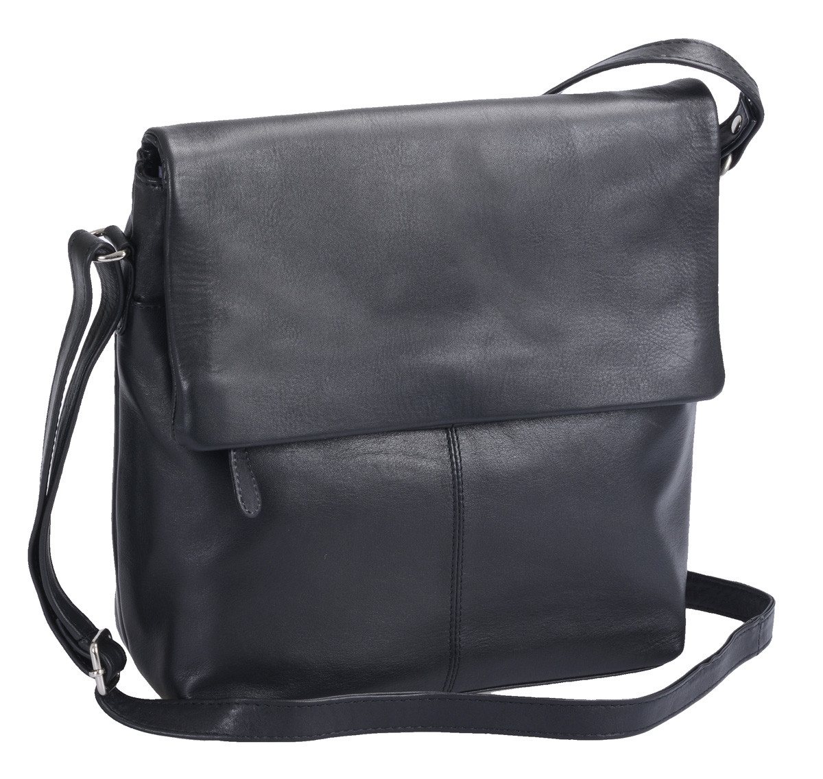 GlücksNugget Handtasche Handtasche Leder weich Damentasche LOUANA, schwarz von GlücksNugget