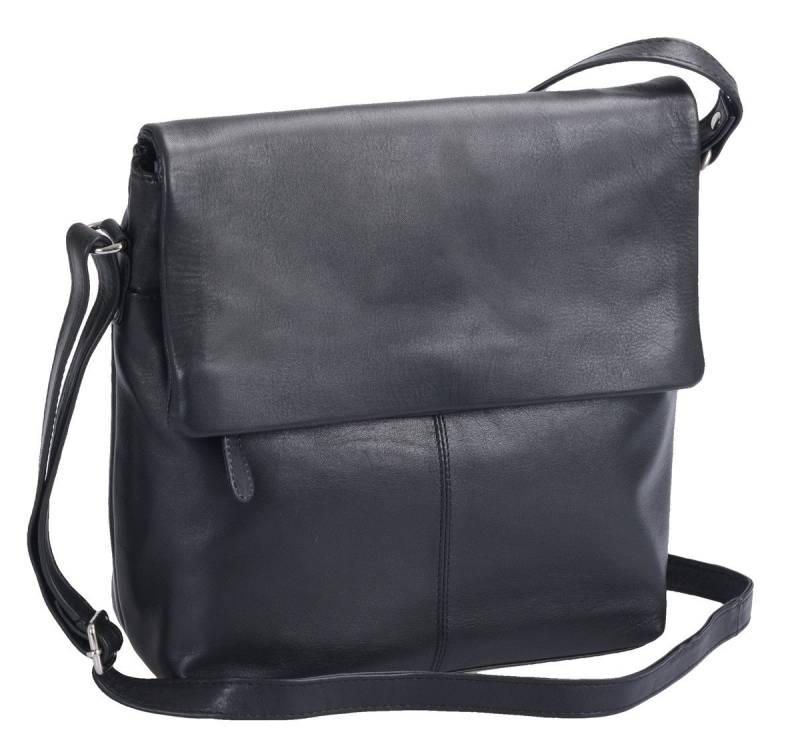 GlücksNugget Handtasche Handtasche Leder weich Damentasche LOUANA, schwarz von GlücksNugget