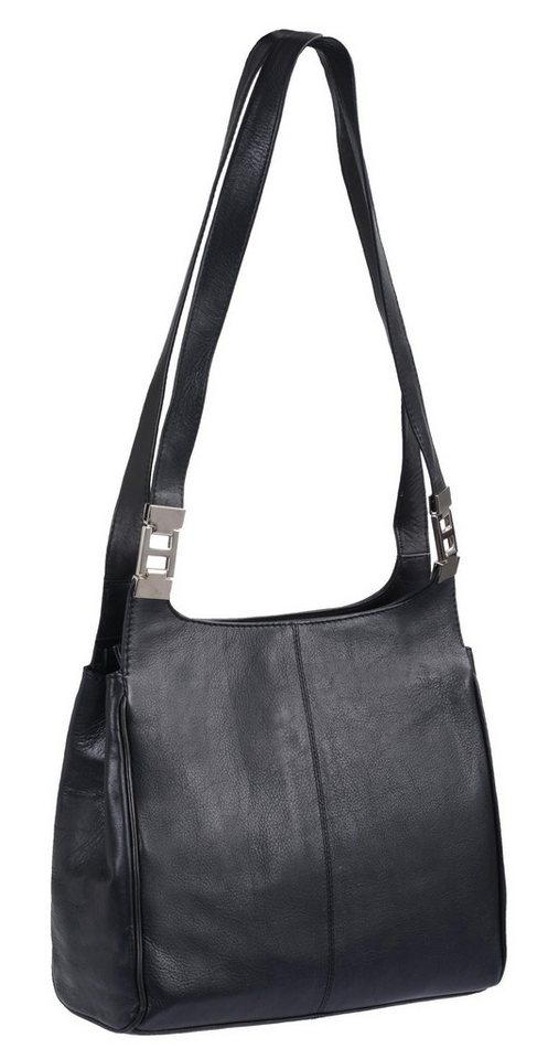 GlücksNugget Handtasche große schwarze Ledershopper hochformat von GlücksNugget