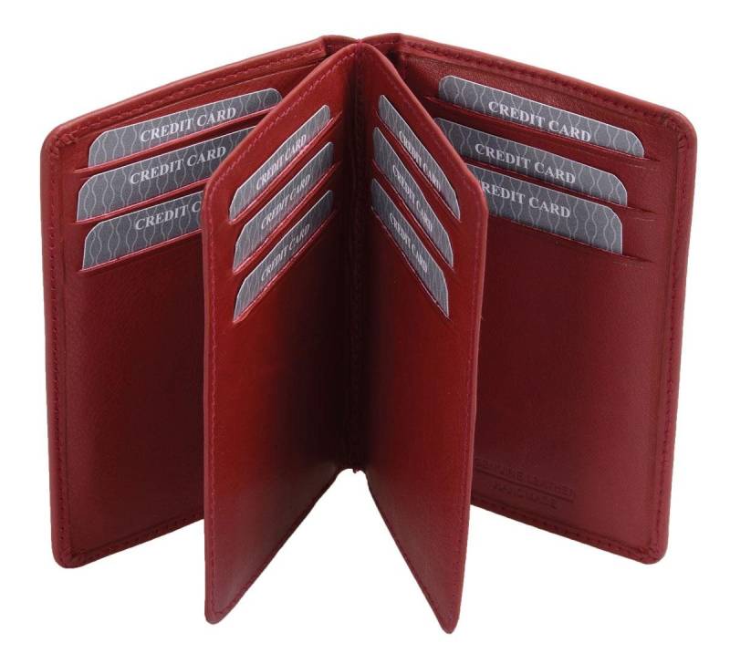 GlücksNugget Kartenetui rotes Lederkartenetui mit 2 Klappen von GlücksNugget